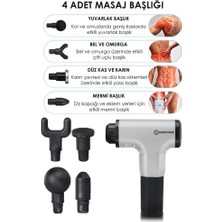 DEMPOWER Titreşimli Masaj Tabancısı 4 Başlıklı Gri