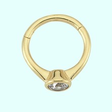 Sembol Gold Altın Halka Piercing Tektaş 14 Ayar