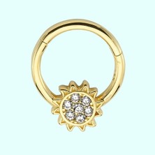 Sembol Gold Altın Halka Piercing Güneş 14 Ayar