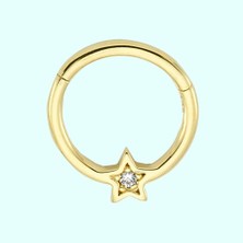 Sembol Gold Altın Halka Piercing Yıldız 14 Ayar