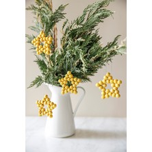 Emtory Home  5 Adet Dekoratif Sarı Ahşap Boncuklu Yıldız 7cm