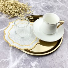 Weare2 Gold Altın Renkli Çift Sargı Nakışlı 4'lü Kokteyl Peçetesi