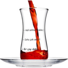 Paşabahçe Fit Hoş Sohbet Baskılı Çay Bardağı Seti Takımı 8 Prç.