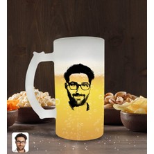 Kişiye Özel Erkek Silüet Tasarımlı Buzlu Cam Bira Bardağı 50CL-1