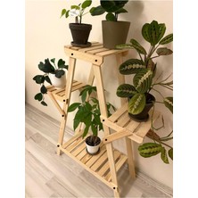 Alan Dekor Natural Doğal Ahşap Dekoratif Çiçeklik Saksılık Balkon Bahçe Standı