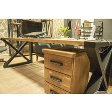 Deryawood Masif Ağaç Ofis  Odası Takımı Full Set-240 cm masa +keson +sehpa + konsol takım