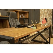 Deryawood Masif Ağaç Ofis  Odası Takımı Full Set-240 cm masa +keson +sehpa + konsol takım