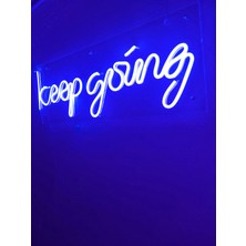 Dekoraven Keep Going Neon LED Duvar Yazısı Dekoratif Işıklı Gece Lambası Duvar Süsü