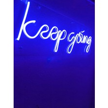 Dekoraven Keep Going Neon LED Duvar Yazısı Dekoratif Işıklı Gece Lambası Duvar Süsü