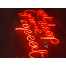 Dekoraven Gamer Eat Sleep Game Repeat Neon Şekiller Işaret Neon  LED Dekoratif Duvar Aydınlatması Neon Duvar Yazısı