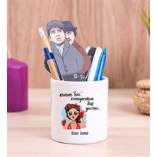 Hediye Dükkanı Kişiye Özel  Övmeyeceksen Hiç Yazma Seramik Kalemlik