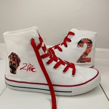Mech Butik 2pac Tupac Shakur Baskılı Günlük Unisex Keten Spor Ayakkabı Sneaker