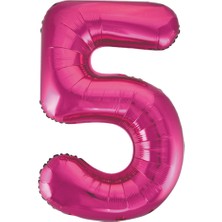 Partijet 5 Rakam Pembe Folyo Balon 40 cm