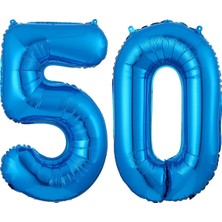 Partijet 50.yaş Folyo Balon Seti Mavi 40 cm