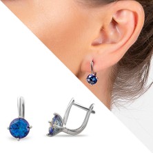 DAVİD BLACK Mistik Topaz Taşlı Oval Tasarım 925 Ayar Gümüş Küpe