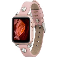 PLM Apple Watch Uyumlu Deri Kordon Visby 38-40-41MM Ferro Nu2 Pembe