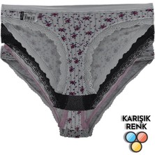 Tutku 6'lı Paket Tutku 0528 Nil Desenli Dantelli Elastan Bayan Bikini Külot