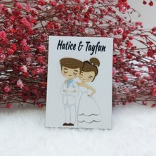 Hayaller Dükkanı 30 Adet Gelinlikli Gelin Damat Ahşap Nikah Magnet Nikah Şekeri Uv Baskı Nişan Liği Ekonomik