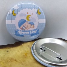 Hayaller Dükkanı 10 Adet Uyuyan Bebek Konseptli  Baby Shower Gosgeldin Bebek Metal 6 cm Iğneli Yaka Rozeti