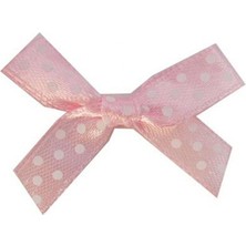 Fiyonk Hazır Satenden Puantiyeli Pembe1 cm - 100 Adet