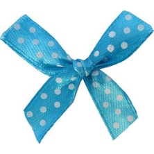 Fiyonk Hazır Satenden Puantiyeli Mavi 1 cm - 100 Adet