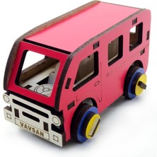 Vavsan Mini Minibüs Ahşap Oyuncak Araba
