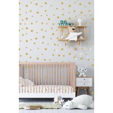 Lizpo Decor Gold Yıldız Duvar Sticker 3-4-5 cm 130 Adet Bebek ve Çocuk Odası Dekoratif Duvar Çıkartması Sticker