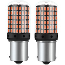 93 Tek Duy LED PR21W 1156 BA15S Düz Tırnak 144 Ledli Kırmızı (2 Adet)