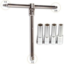 Kayasan 3 Fonksiyonlu Mafsallı Lokma Cırcır Kolu 1/4-3/8-1/2 +1/4 Lokma 8MM-10MM-11MM12MM 12 Köşe