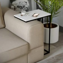 Beyaz C Sehpa Koltuk Yanı Sehpa Salon Mobilyası Çiçeklik