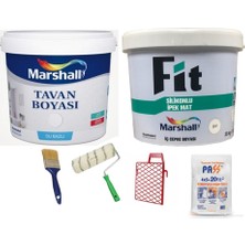 Marshall Fit Silikonlu Ipek Mat Iç Cephe Boyası 20 Kg+Marshall Tavan Boyası 17,5 + Boyama Takımı