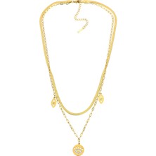 Modamugo Çelik Ikili Zincir Kolye, Göz Figürlü