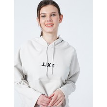 JJXX Kapüşonlu Oversize Düz Krem KadınSweatshirt - Jxcarla Ls Oversize Hoodie By