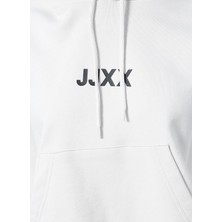 JJXX Kapüşonlu Oversize Düz Krem KadınSweatshirt - Jxcarla Ls Oversize Hoodie By