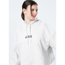 JJXX Kapüşonlu Oversize Düz Krem KadınSweatshirt - Jxcarla Ls Oversize Hoodie By