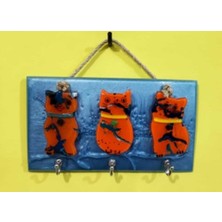 NAZAR Dekoratif Cam Kedi Figürlü Anahtar Askılığı 17*20CM