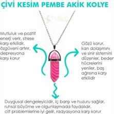 Doğaltaş Pembe Akik Çivi Kesim Kadın Erkek (Uniseks) Kolye