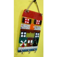 NAZAR Dekoratif Kedili Ev Figürlü Anahtar Askılığı 30*13 cm