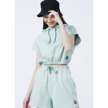 Fabrika Kapüşon Yaka Düz Su Yeşili Kadın Sweatshırt CHESTER