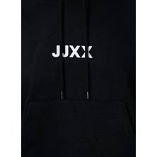 JJXX Kapüşonlu Oversize Düz Siyah Kadın Sweatshirt - Jxcarla Ls Oversize Hoodie By