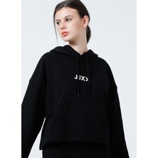 JJXX Kapüşonlu Oversize Düz Siyah Kadın Sweatshirt - Jxcarla Ls Oversize Hoodie By