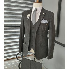 Sardınelli Özel Tasarım Slim Fit Çizgili Takım Elbise