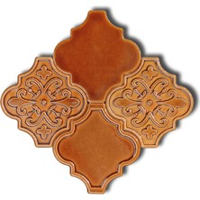 Kütahya Çini Yapı Tasarım SS03-12 Ottoman Çiçekli Tarçın Karo 1 Adet