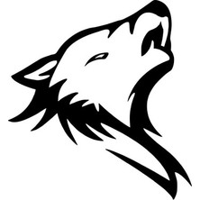 Stickrmarket | Alevli Uluyan Kurt | Araba Laptop Duvar Folyo Sticker (Siyah)