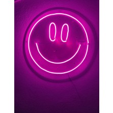 Dekoraven Gülenyüz Neon Emoji Smile Neon Led Dekoratif Duvar Aydınlatması Neon Duvar Yazısı 50 x 50 Cm