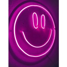 Dekoraven Gülenyüz Neon Emoji Smile Neon Led Dekoratif Duvar Aydınlatması Neon Duvar Yazısı 50 x 50 Cm