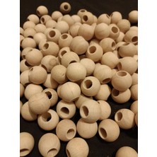 Sin Aksesuar 20 mm Ham Yuvarlak Ahşap Boncuk 40 Adet