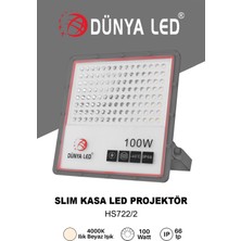 Dünya Led HS722/2 100W Smd LED Slım Projektör 4000K Ilık Beyaz Işık Alüminyum Kasa IP66