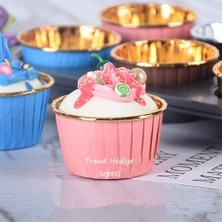 Trend Hediye Sepeti Pembe Gold Muffin Kek Kapsülü Cupcake Kalıbı 25 Adet