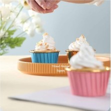 Trend Hediye Sepeti Mavi Gold Muffin Kek Kapsülü Cupcake Kalıbı 25 Adet